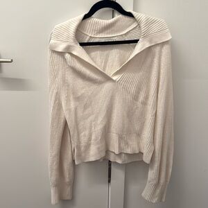 White cotton collared Abercrombie sweater. Small